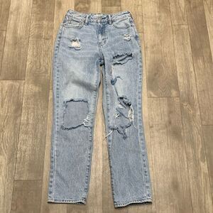 Womens PacSun Mom Distressed High Waisted‎ Denim Jeans